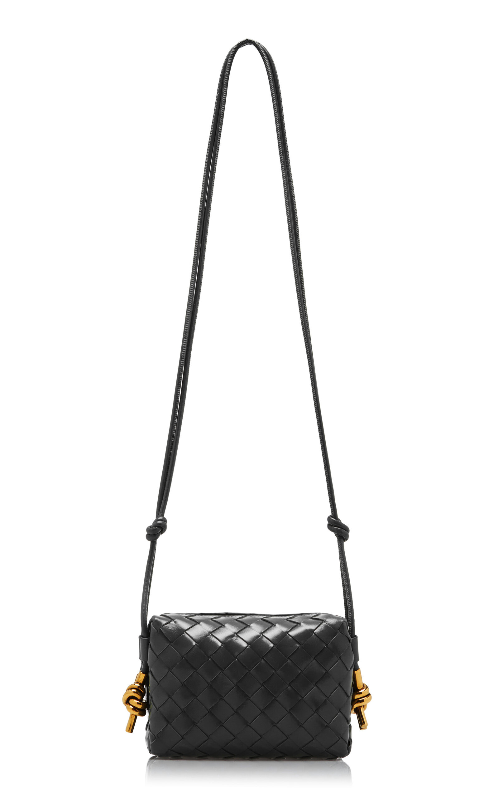 Mini Loop Metal Intrecciato Leather Crossbody Bag black - 1