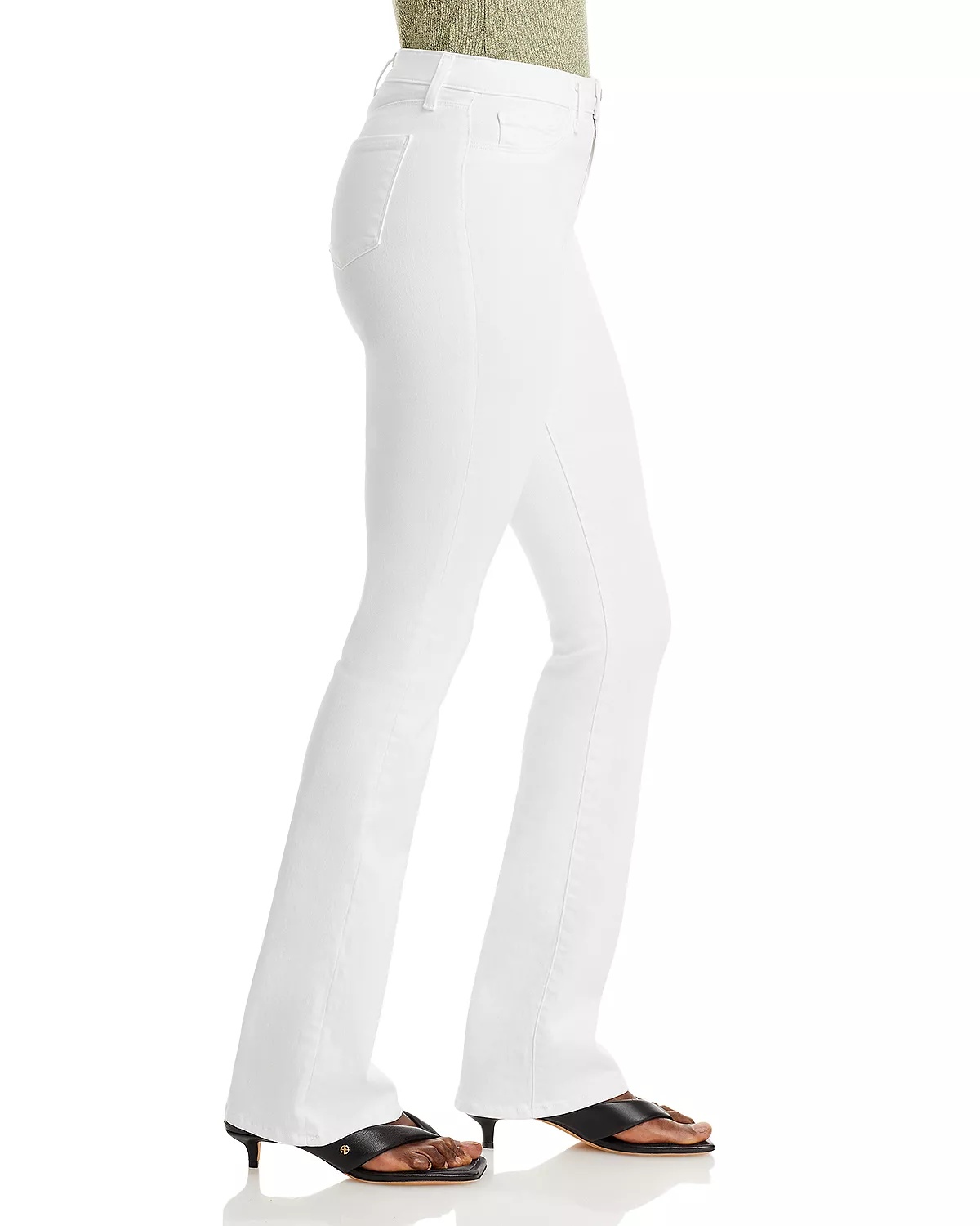 Selma Cotton Stretch High Rise Bootcut Jeans in Blanc - 3