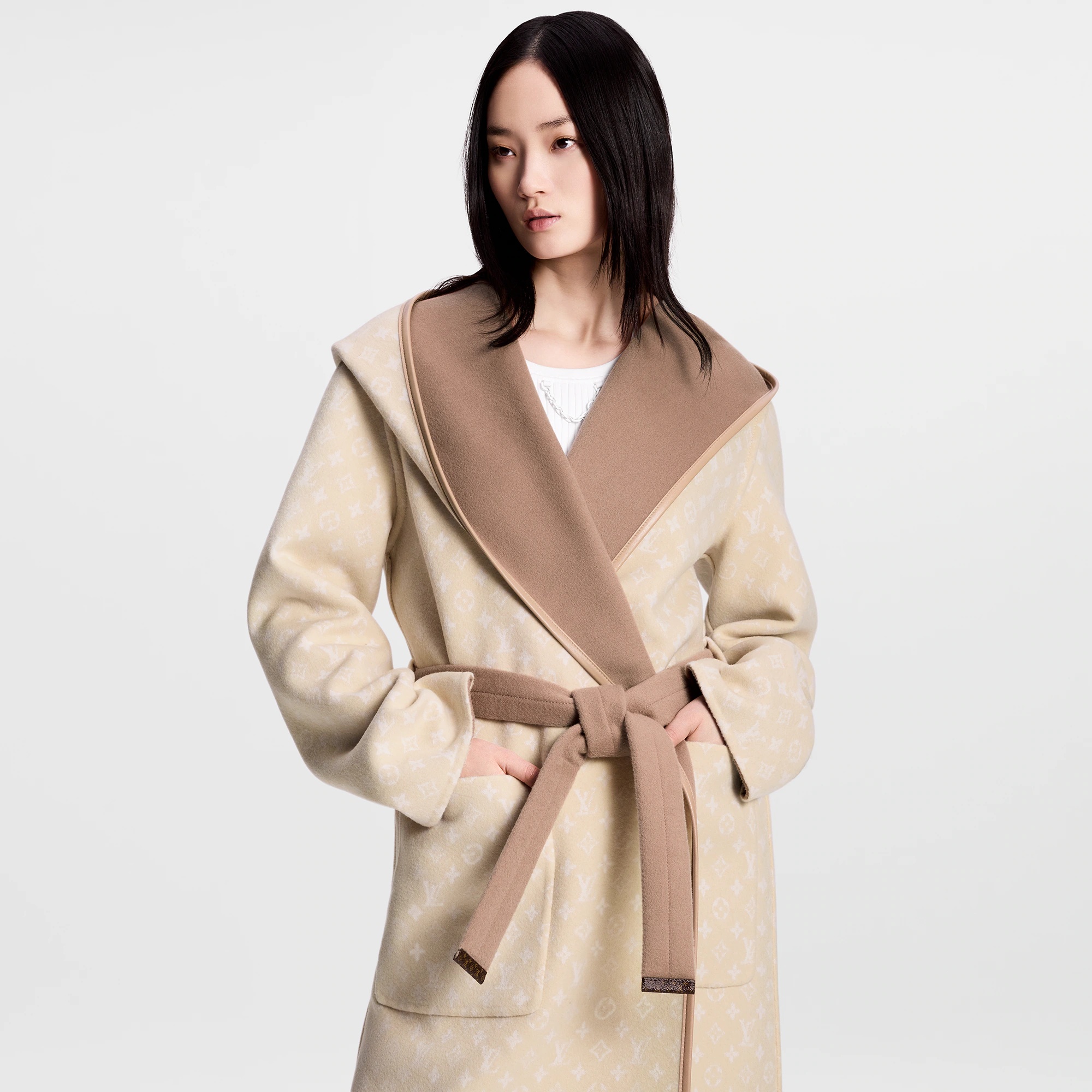 Reversible Signature Hooded Wrap Coat - 5