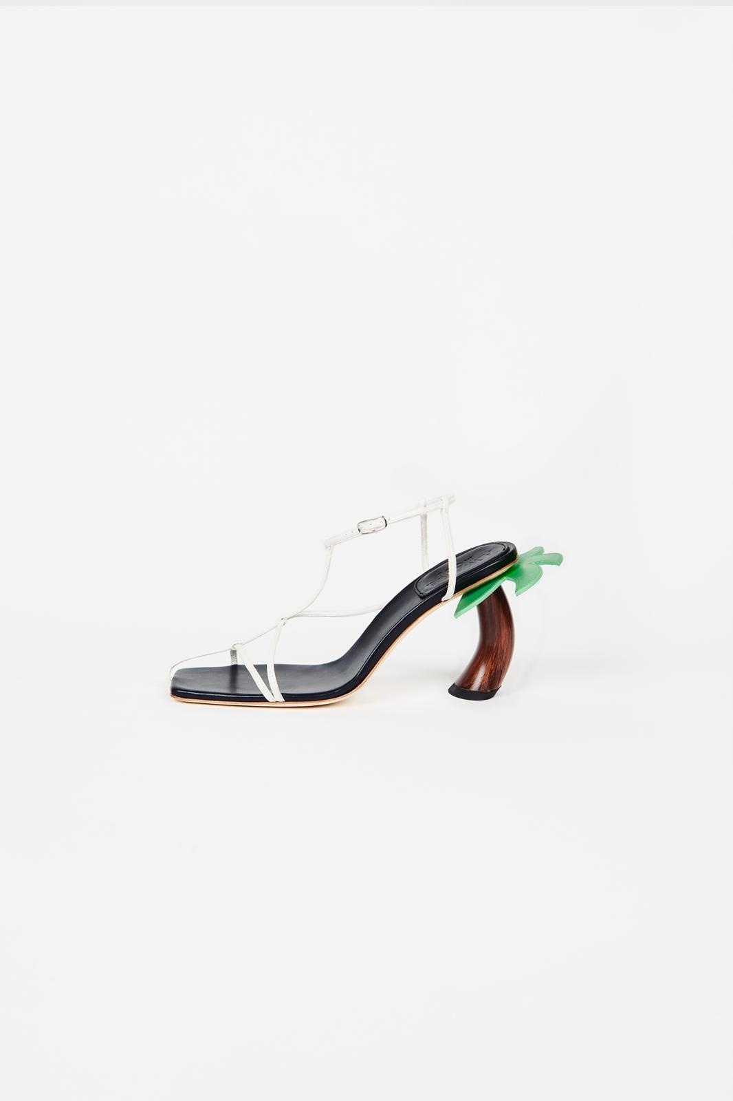 BIANCA WOODEN HEEL BLACK WHITE - 1