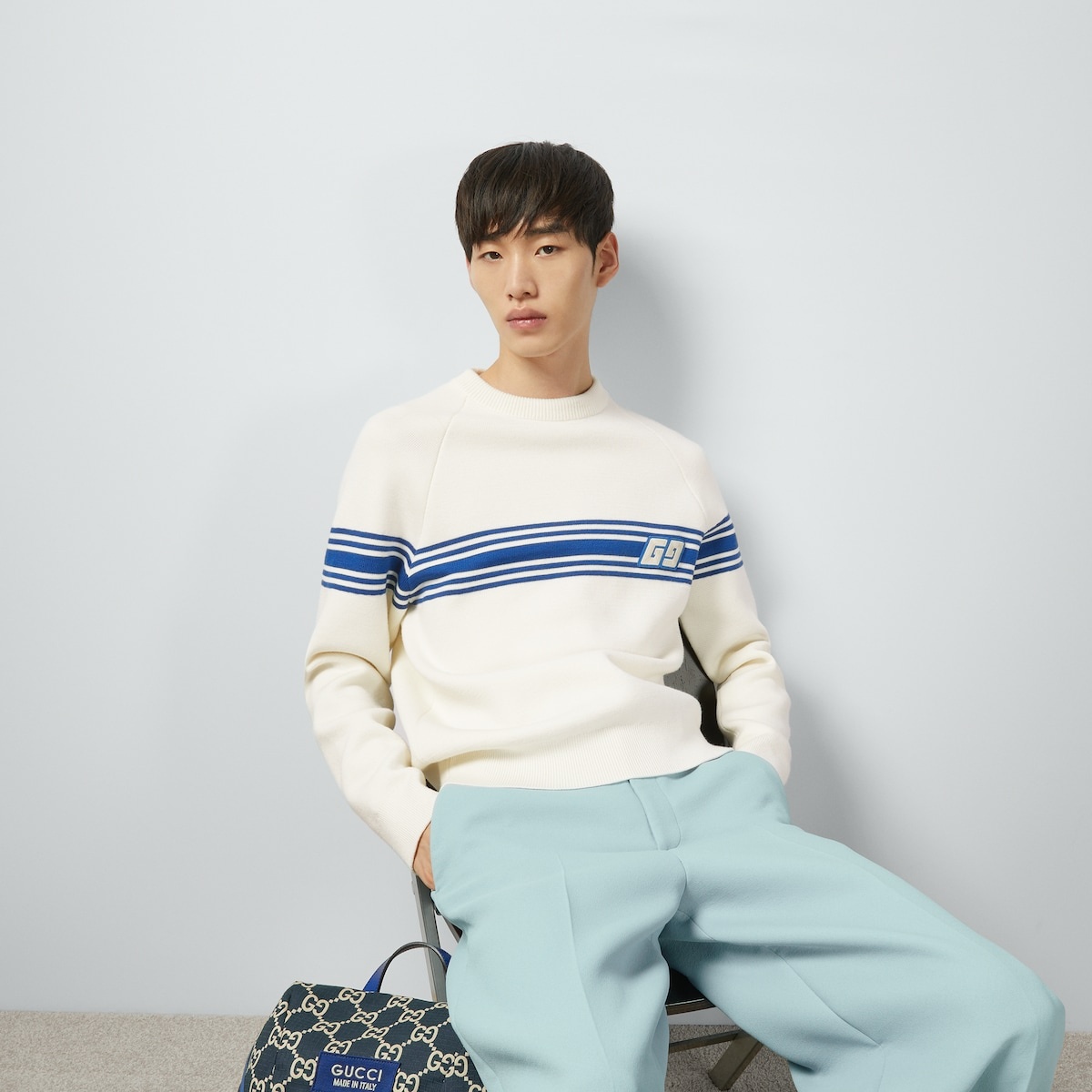 Knit wool sweater with Square GG - 5