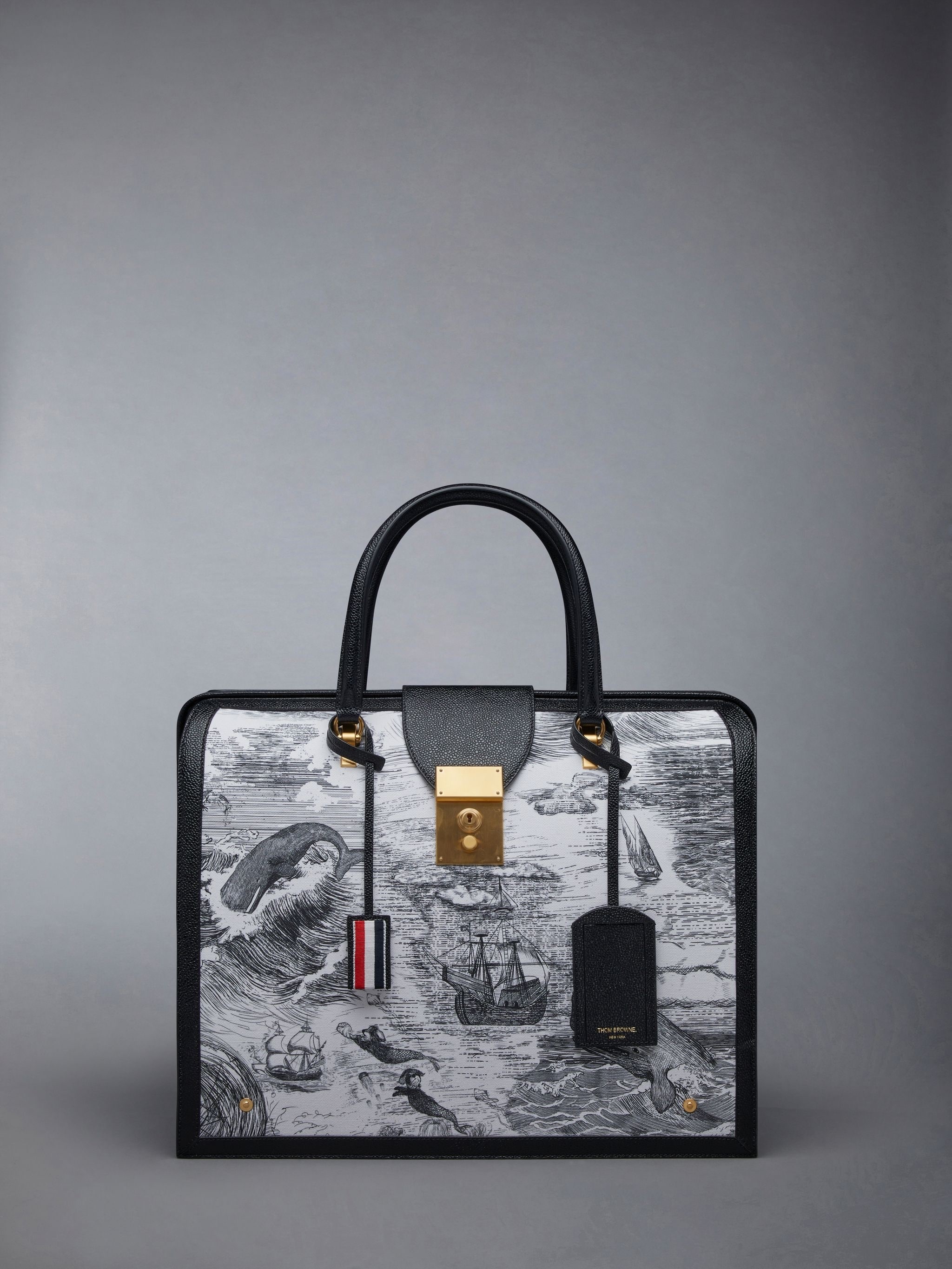 Nautical Toile Canvas Leather Frame Mr. Thom Bag - 1