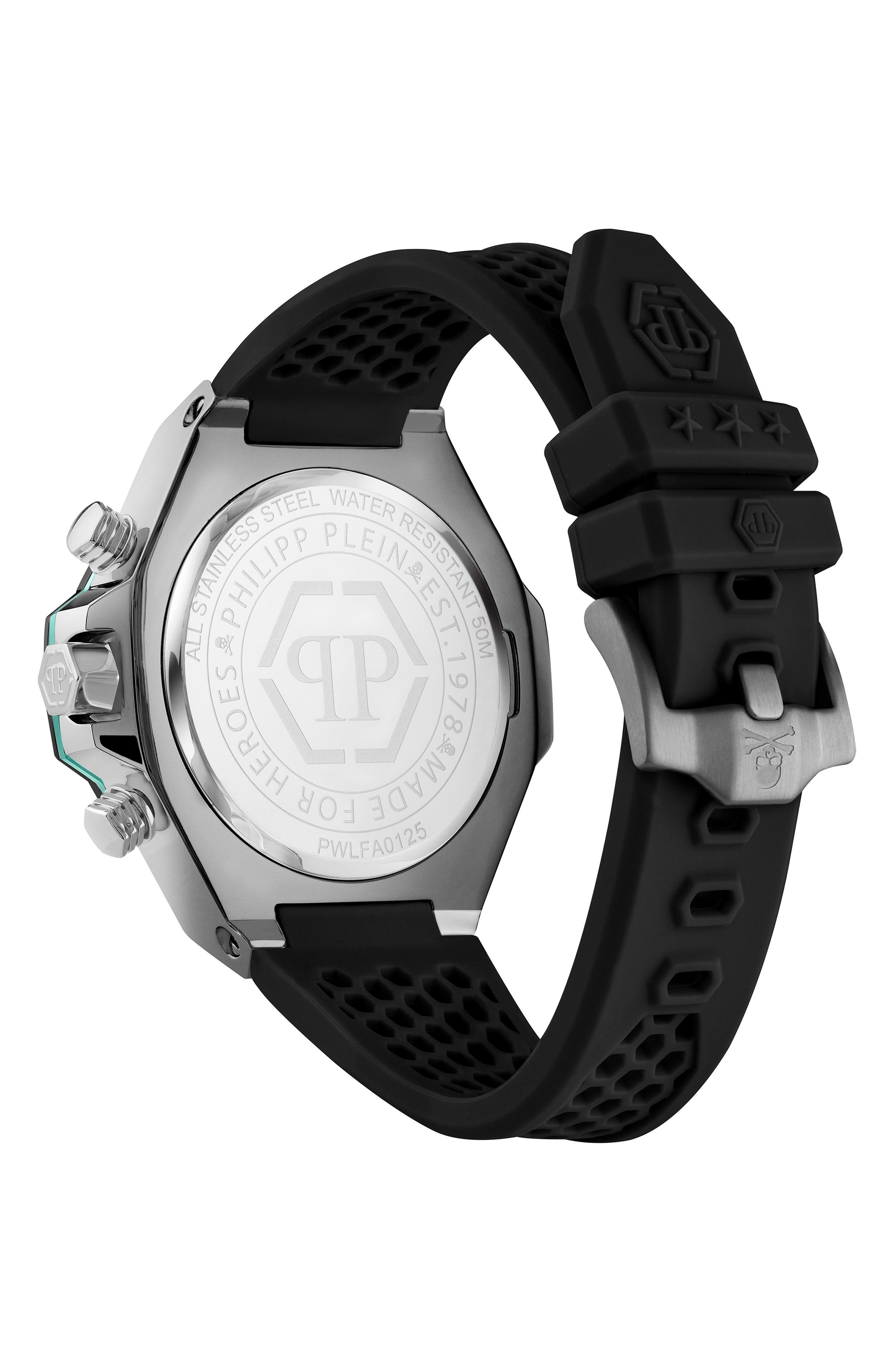 PHILIPP PLEIN Plein Royal Chronograph Silicone Strap Watch, 46mm in Ip Gunmetal at Nordstrom - 3