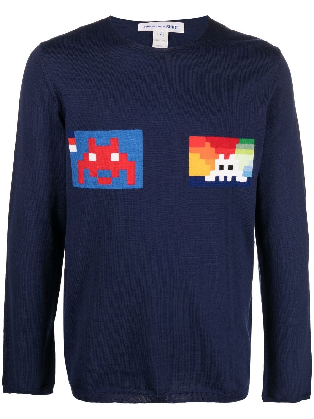 graphic-pattern crewneck jumper - 1