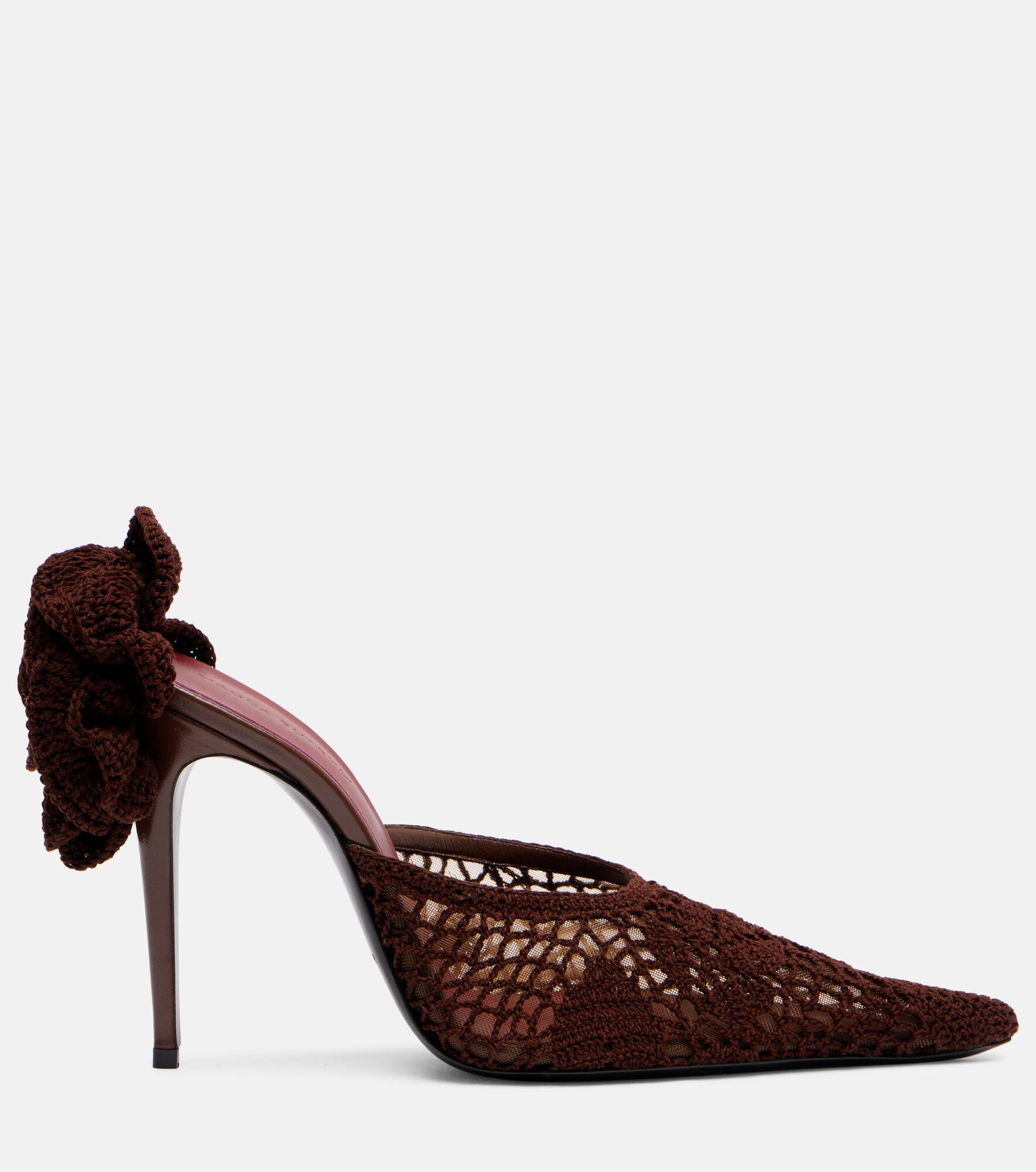 Floral-appliqué crochet mules - 4
