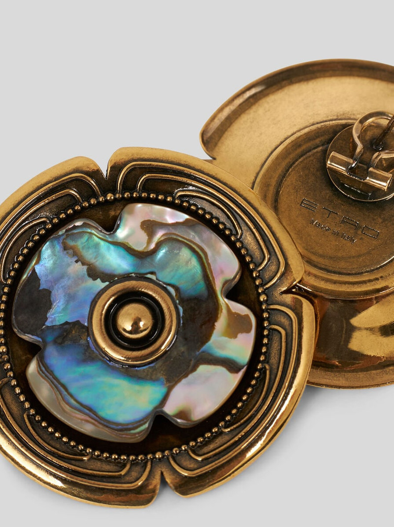 GOLDEN EARRINGS WITH MOTHER-OF-PEARL FLOWER 3