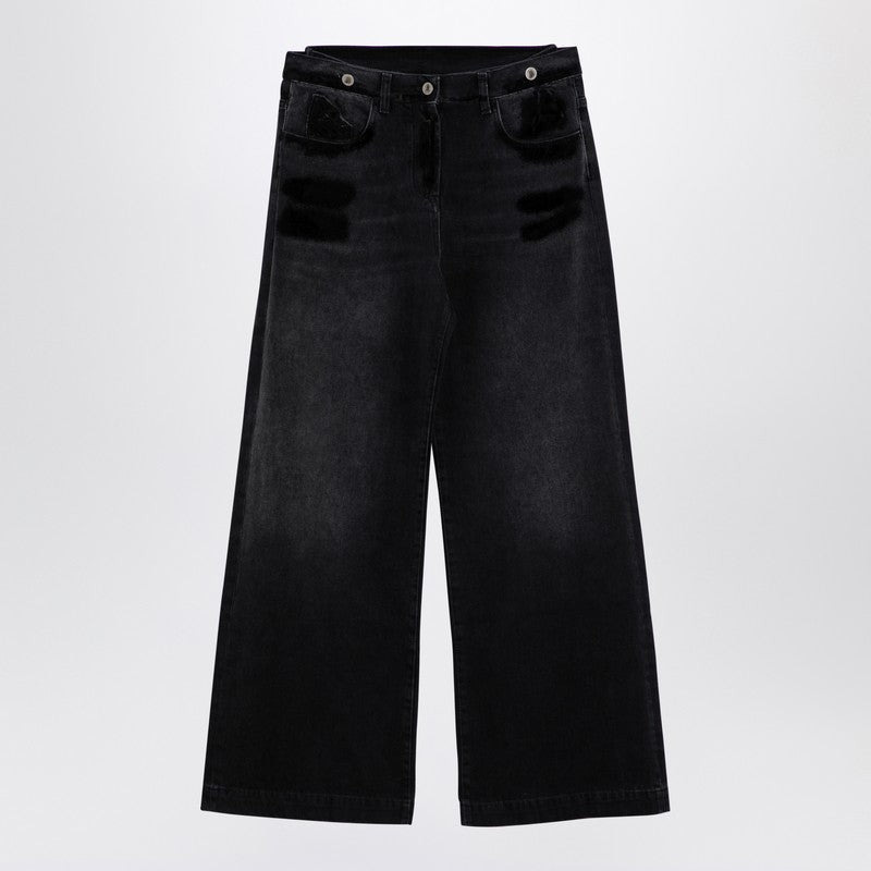 WIDE BLACK WASHED DENIM JEANS - 1