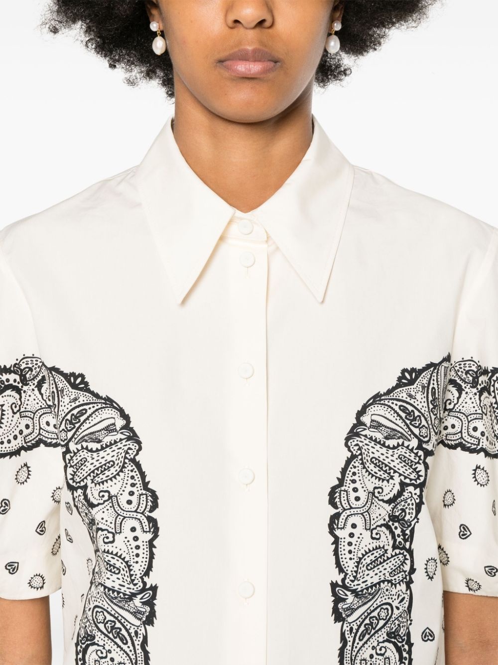 bandana-print cotton blouse - 5