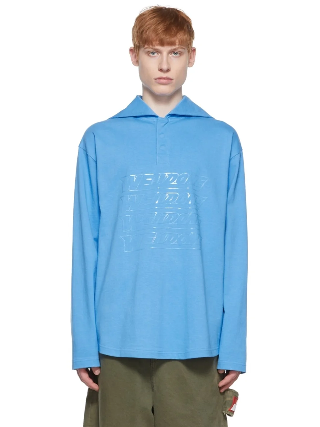 Blue Cotton Henley - 1