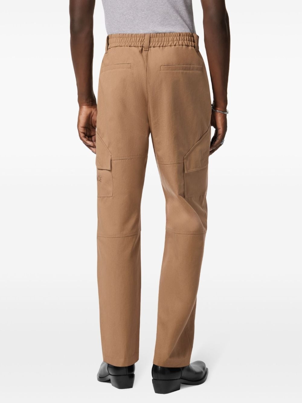 logo-embroiderd straight-leg trousers - 3