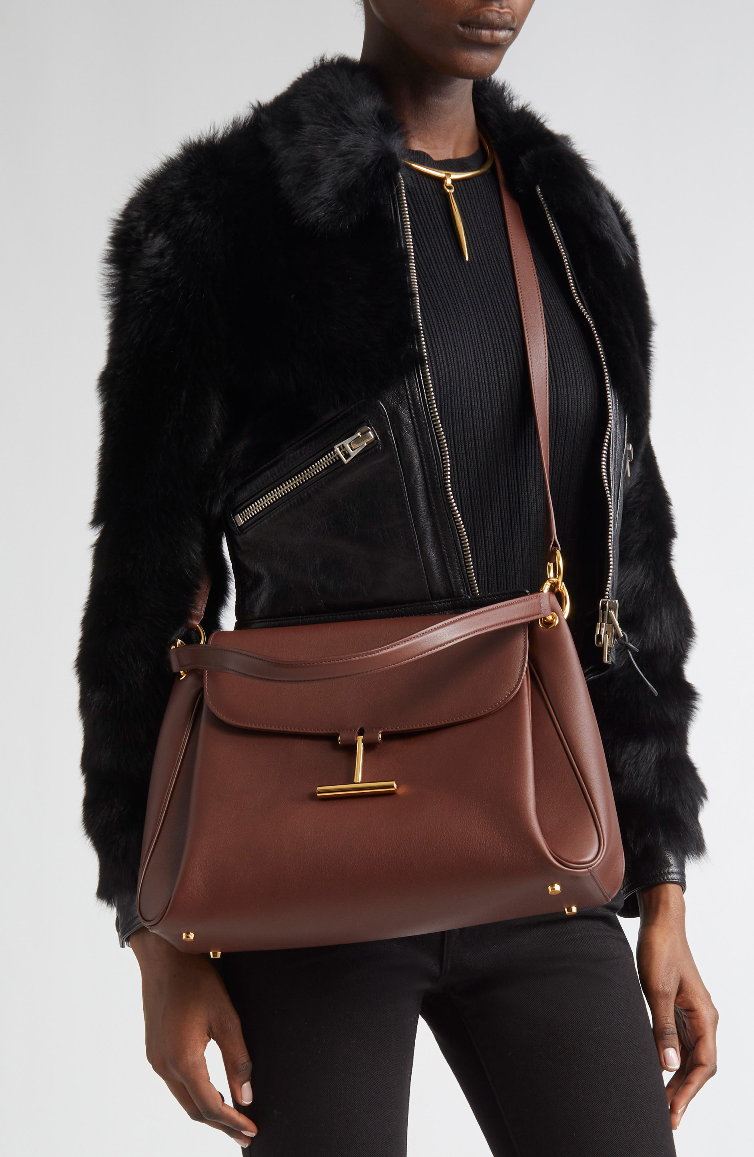 TOM FORD Medium Tara Leather Shoulder Bag in Cocoa at Nordstrom - 2
