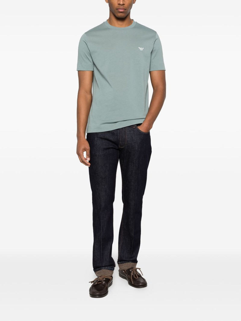 EMPORIO ARMANI eagle-embroidery crew-neck T-shirt outlook