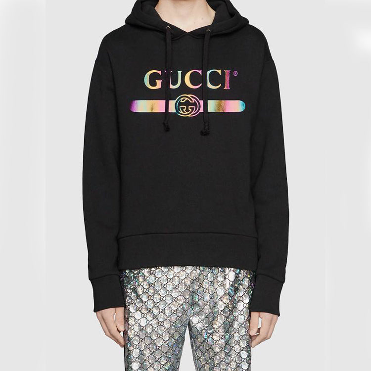 GUCCI Cotton Logo Pullover Hooded Sweatshirt 'Black' 475374-XJAPA-1082 - 2