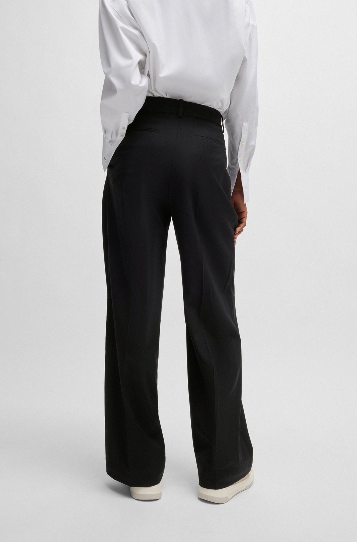 NAOMI X BOSS REGULAR-FIT TROUSERS IN NATURAL-STRETCH WOOL - 4