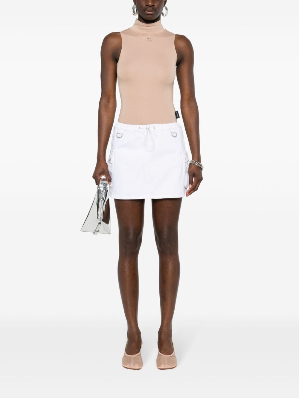 denim cargo mini skirt - 2