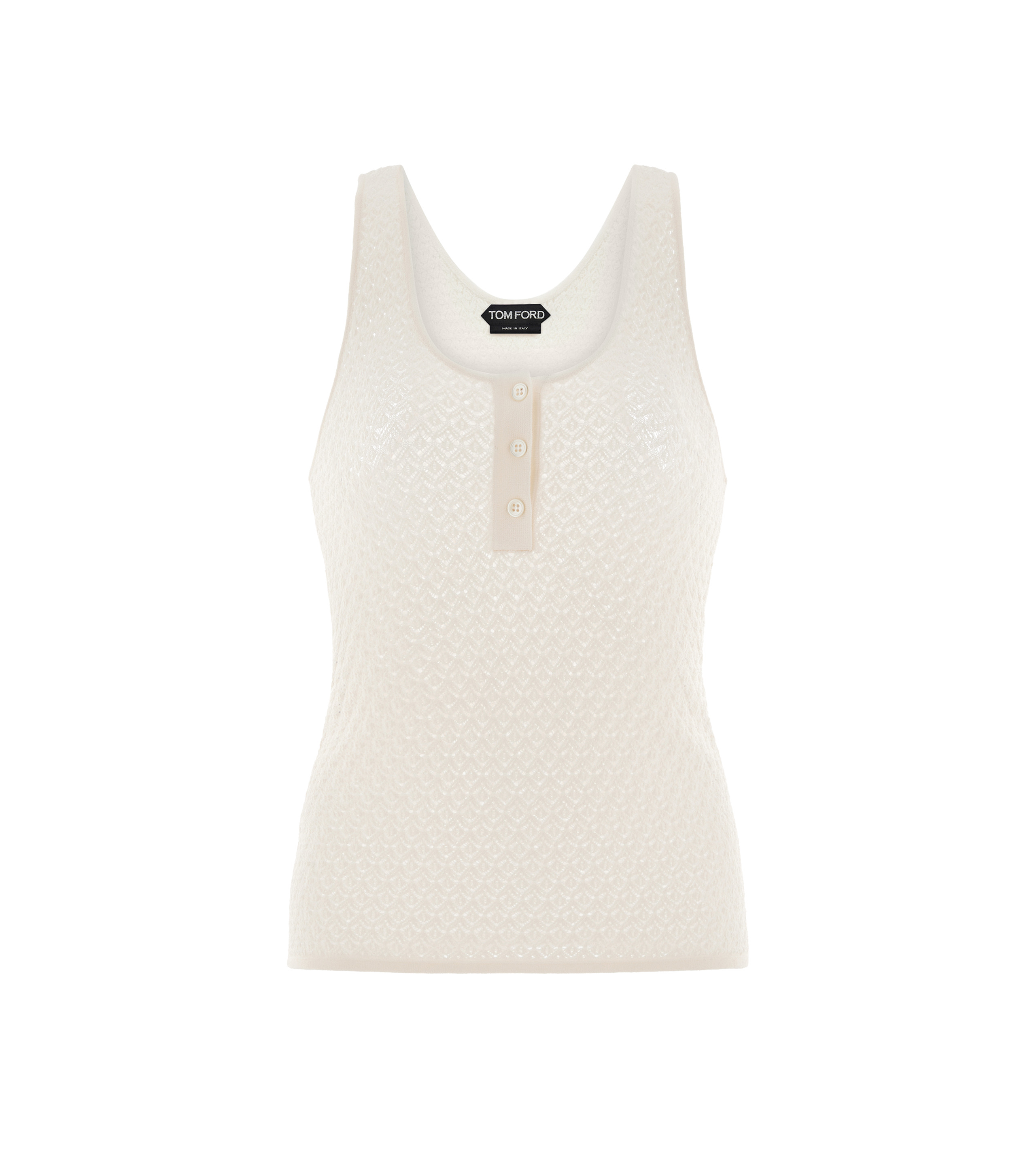 OPENWORK STRETCH VISCOSE KNIT TANK TOP - 1