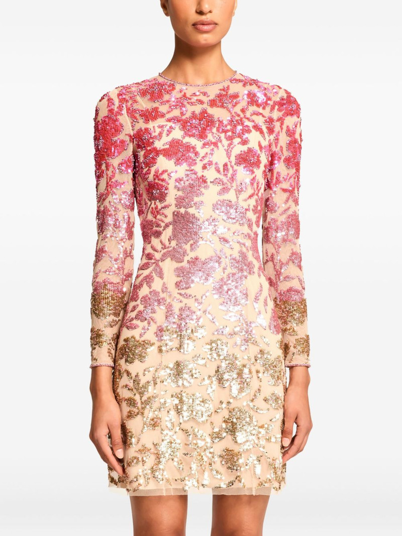 JENNY PACKHAM Jazz sequin-embellished floral-pattern mini dress outlook