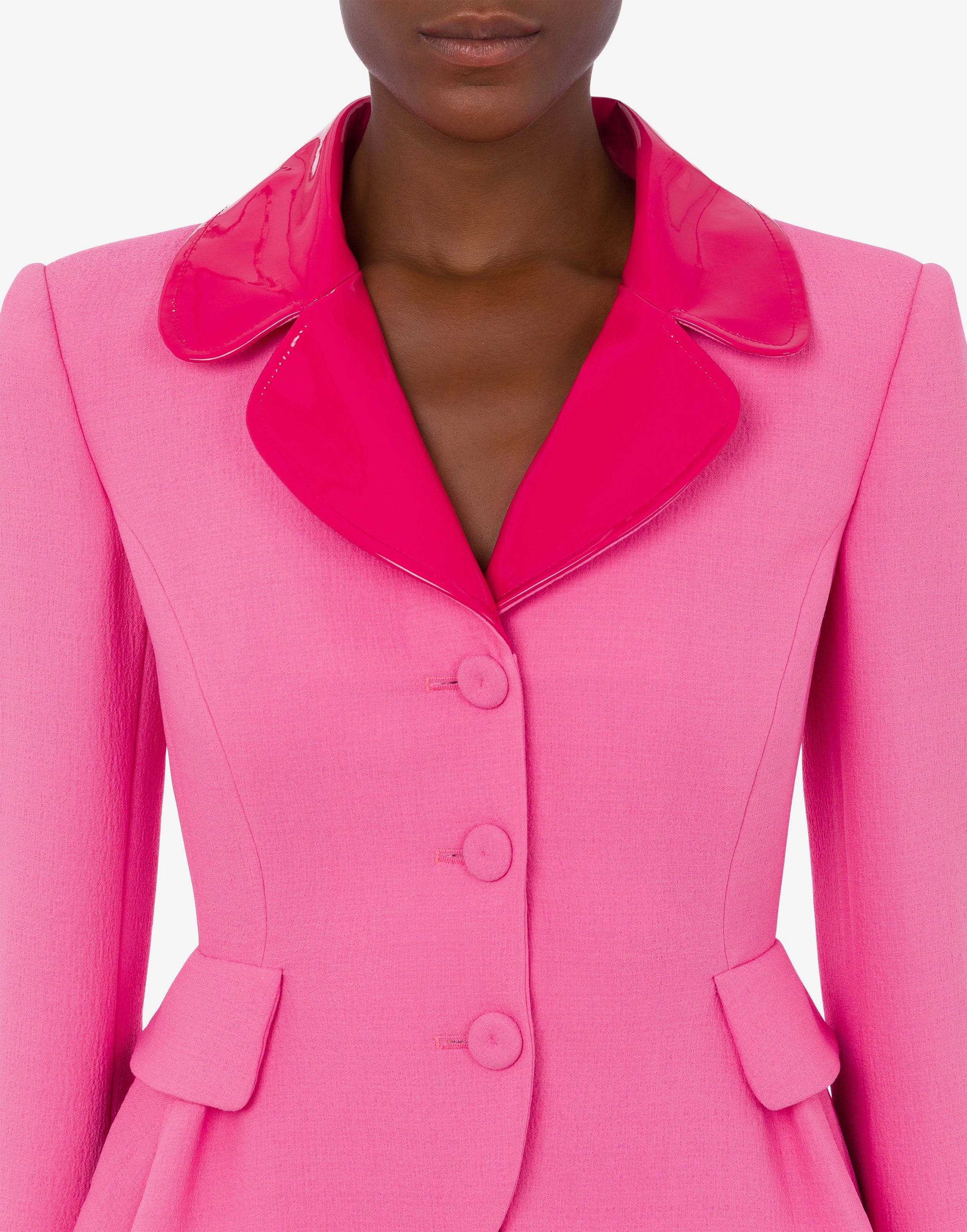 VINYL DETAILS STRETCH CRÊPE JACKET - 4