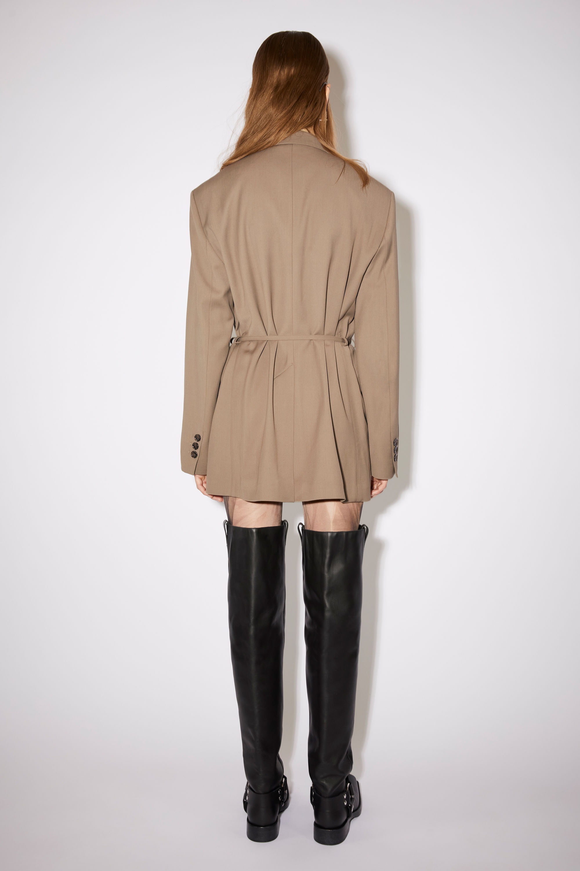 Double-breasted belt suit jacket - Taupe grey - 3