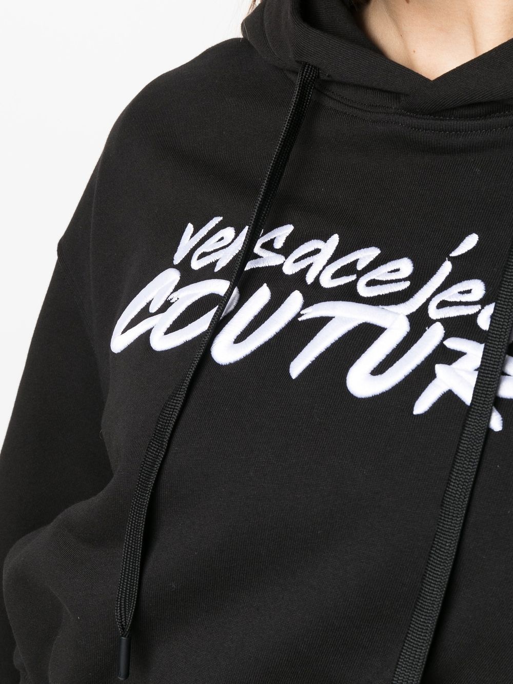 logo-embroidered cropped hoodie - 5