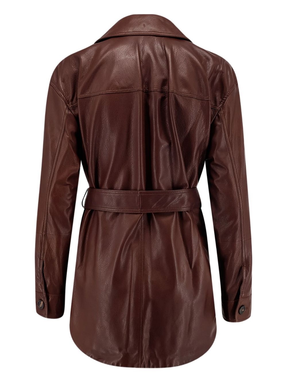 belted leather jacket - 2