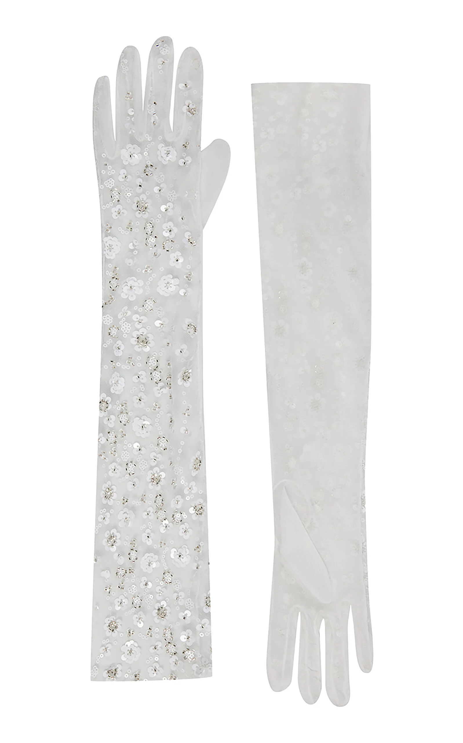 Eline Floral Sequin Gloves white - 1