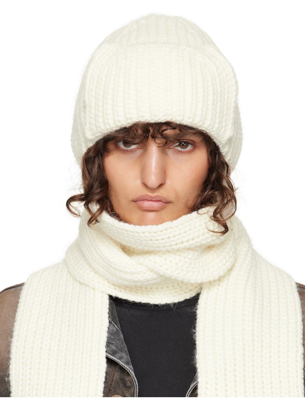 Off-White Chunky Muffler Beanie - 1