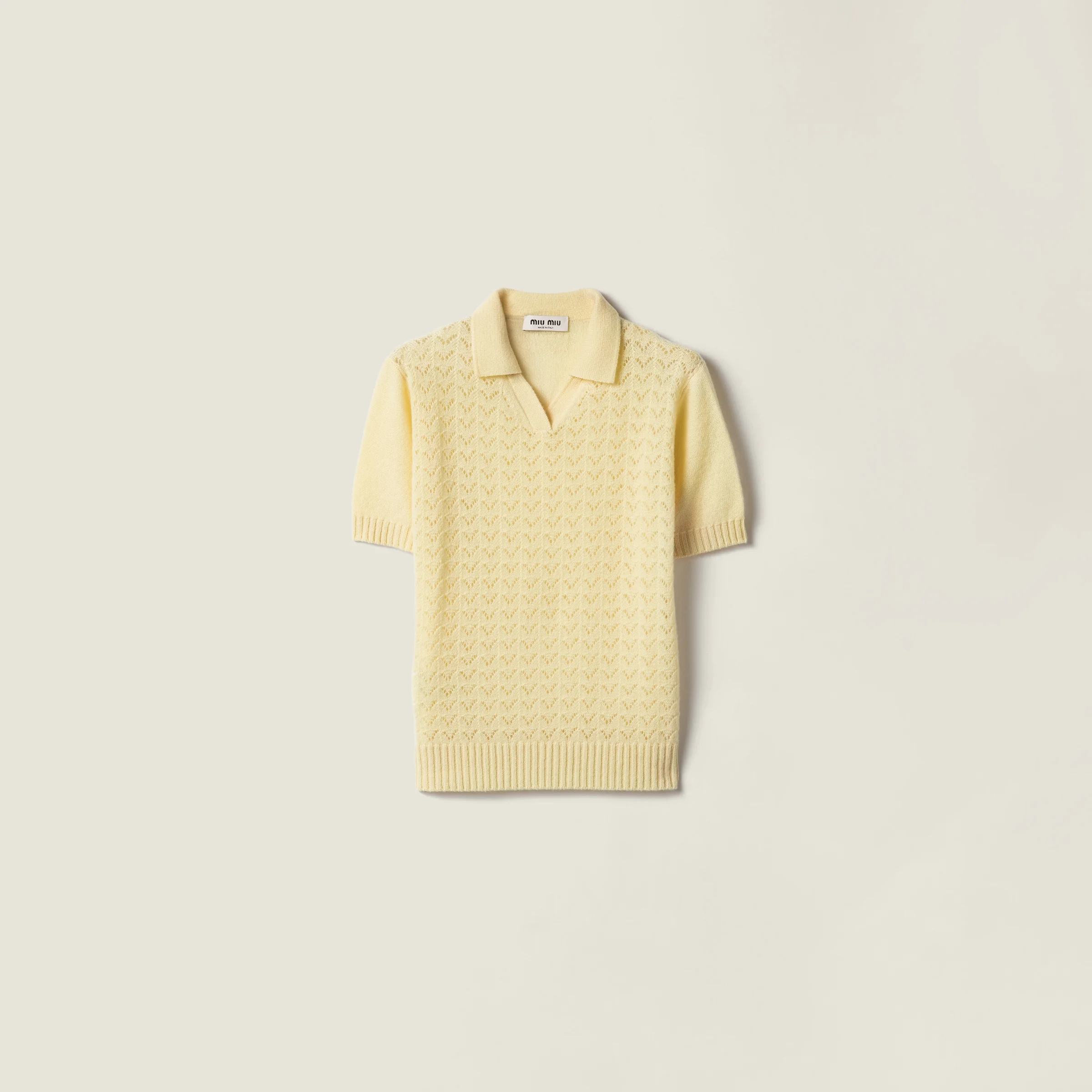 Lace-effect cashmere polo shirt - 1