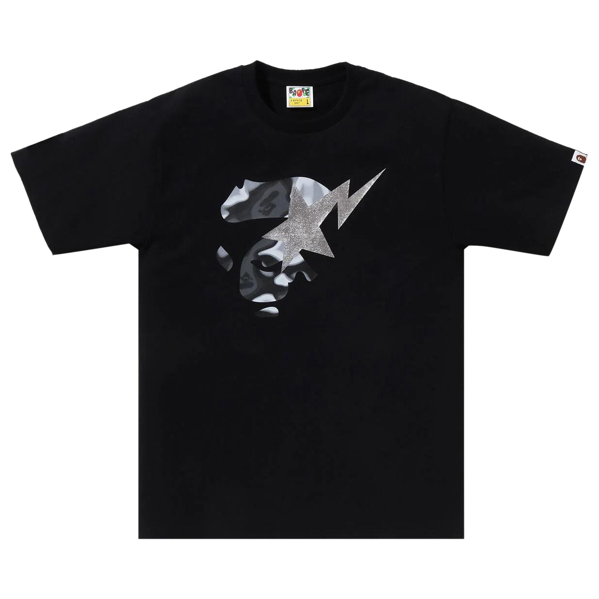 BAPE Liquid Camo Ape Face Sta Tee 'Black/Black' - 1