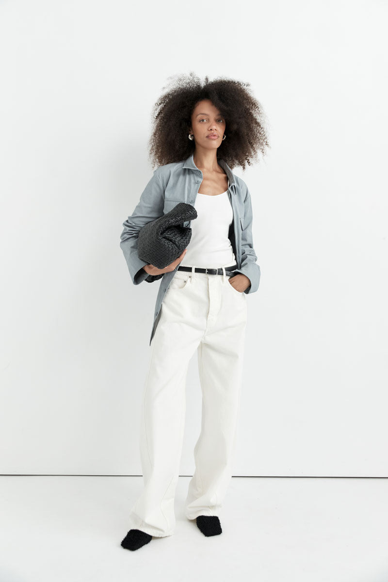 Mid Rise Balloon Jeans - White 7