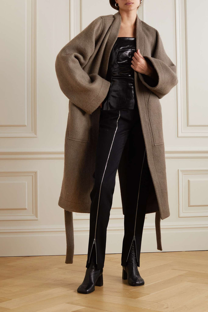 Dagger belted layered wool and alpaca-blend coat 6