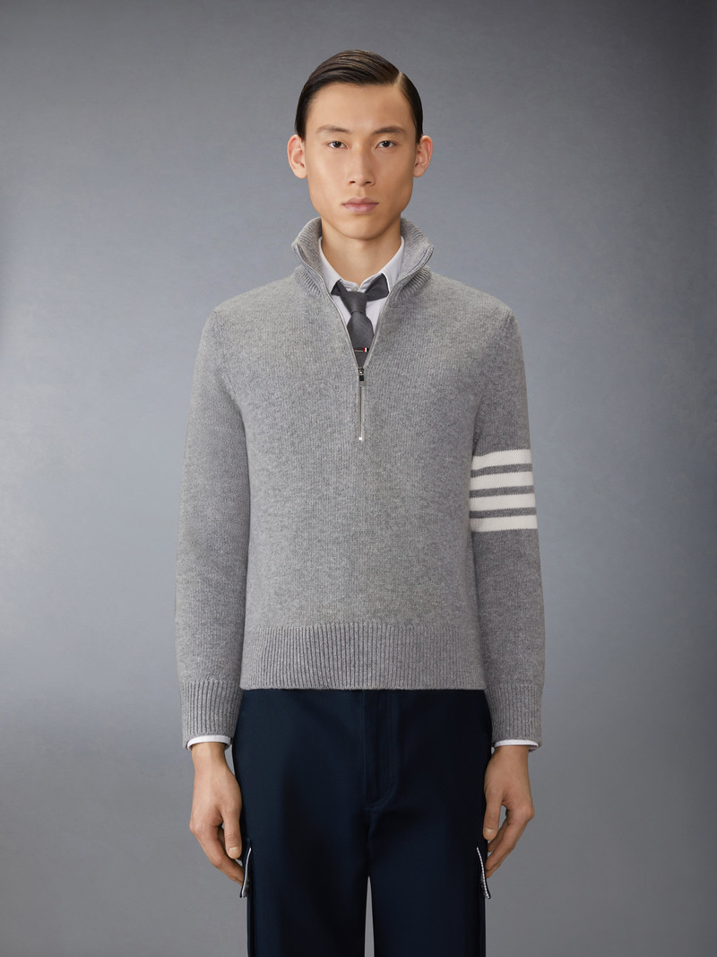 Thom Browne MERINO WOOL 4-BAR FUNNEL NECK PULLOVER outlook