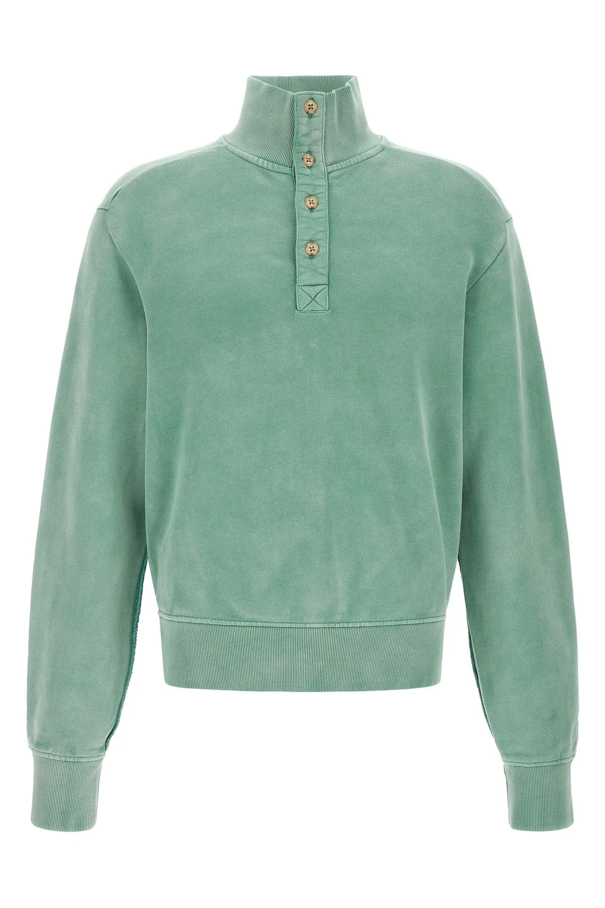 Buttoned Turtleneck Sweatshirt - 1