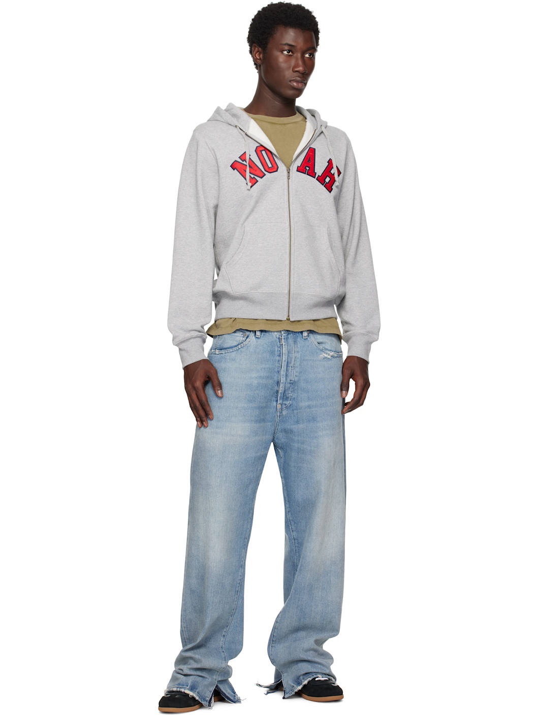 Gray Arch Appliqué Zip-Up Hoodie - 4