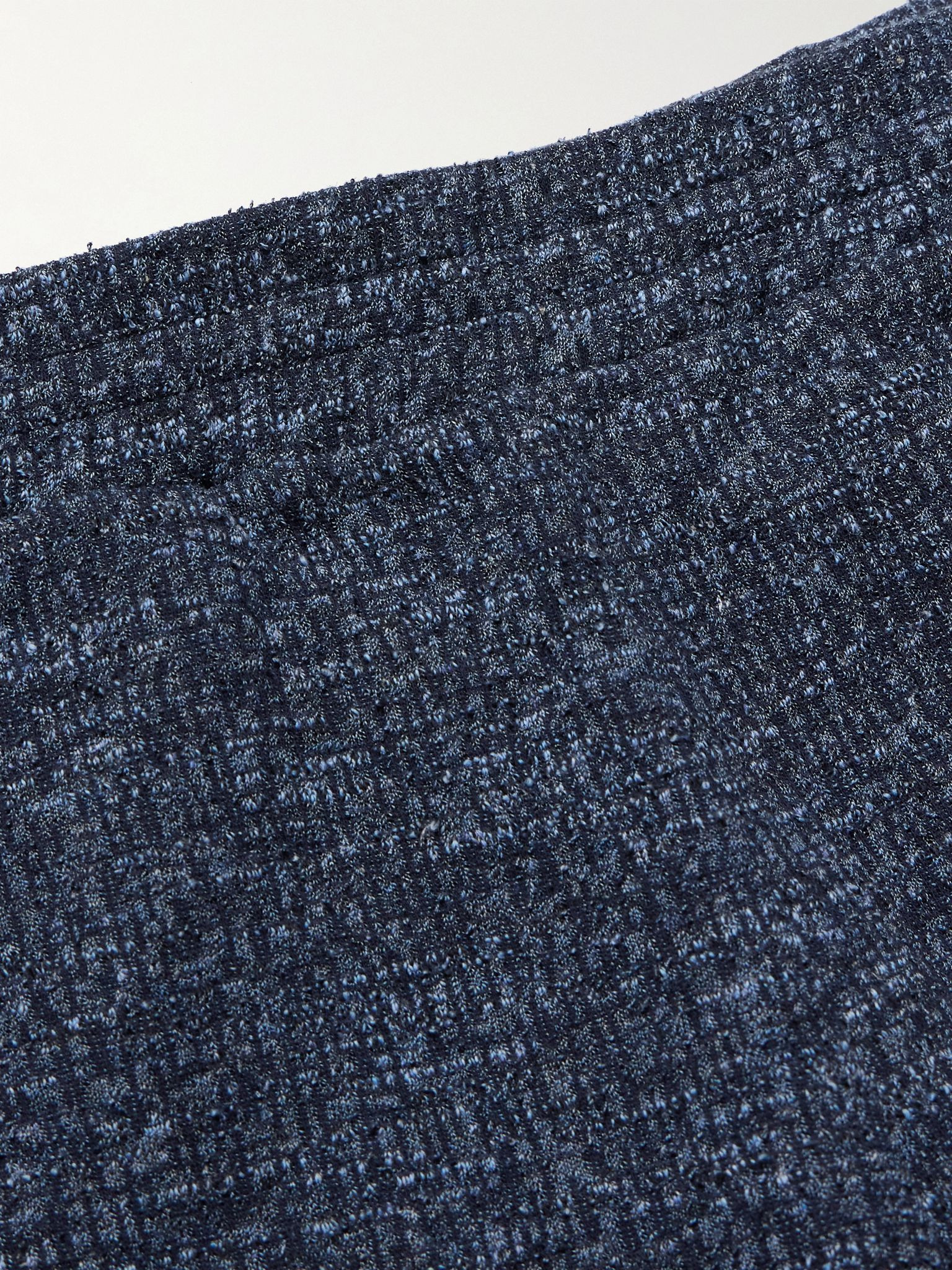 Textured Cotton and Linen-Blend Shorts Blue - 5