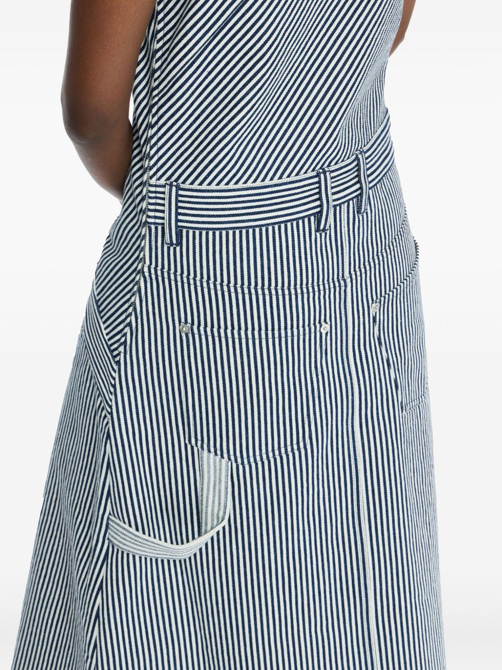 stripe-panel belted dress - 3