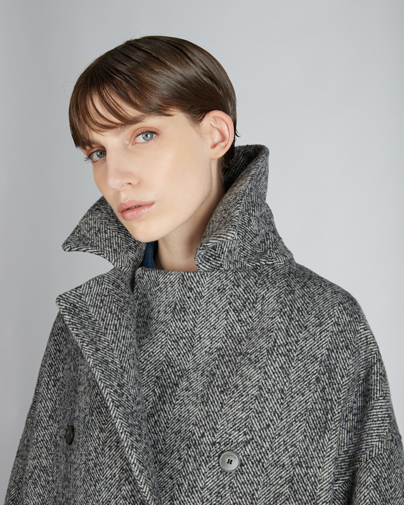 Wide fit herringbone wool peacoat 4