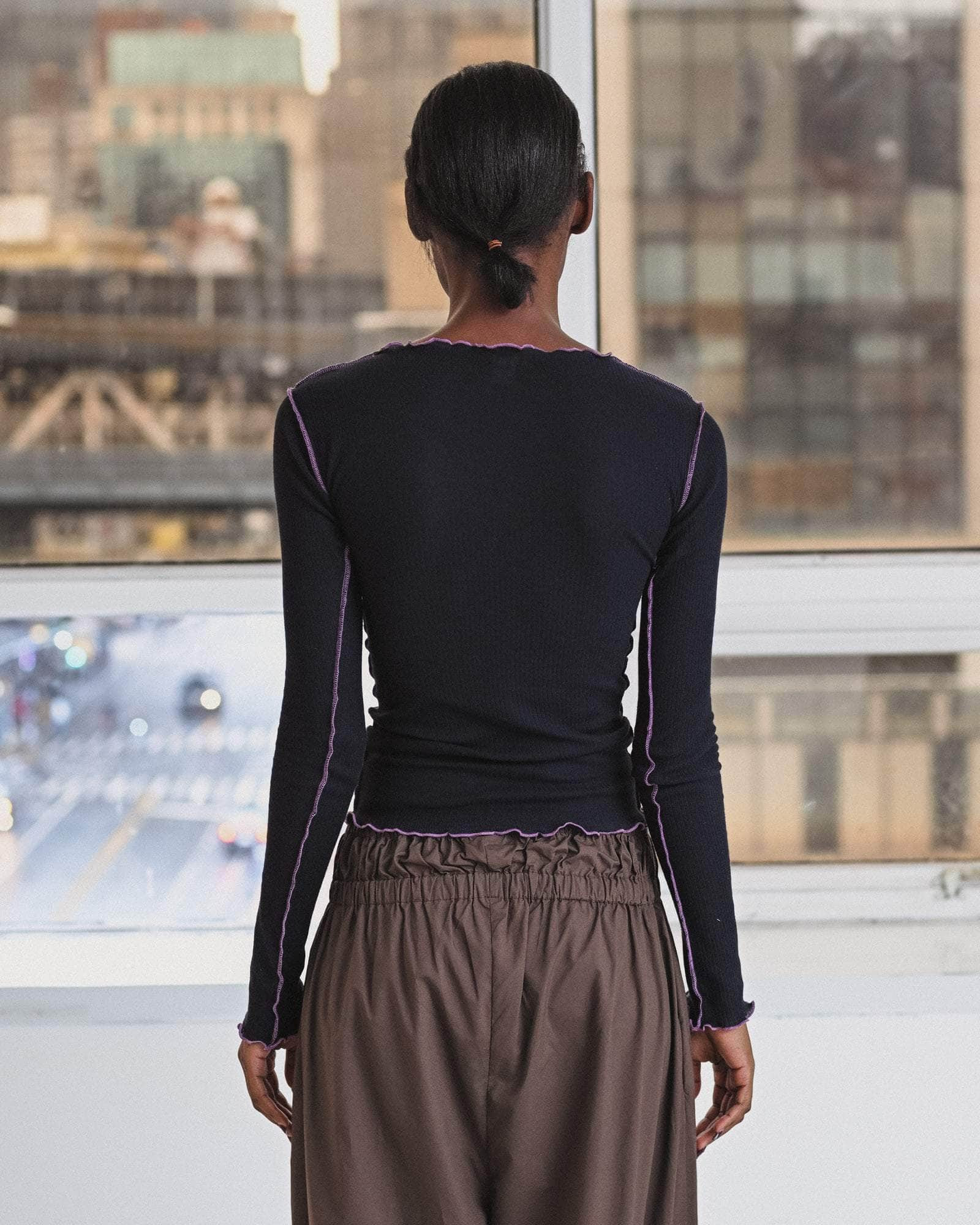 Vein Long Sleeve Tee - Fine Organic Cotton Rib - 2