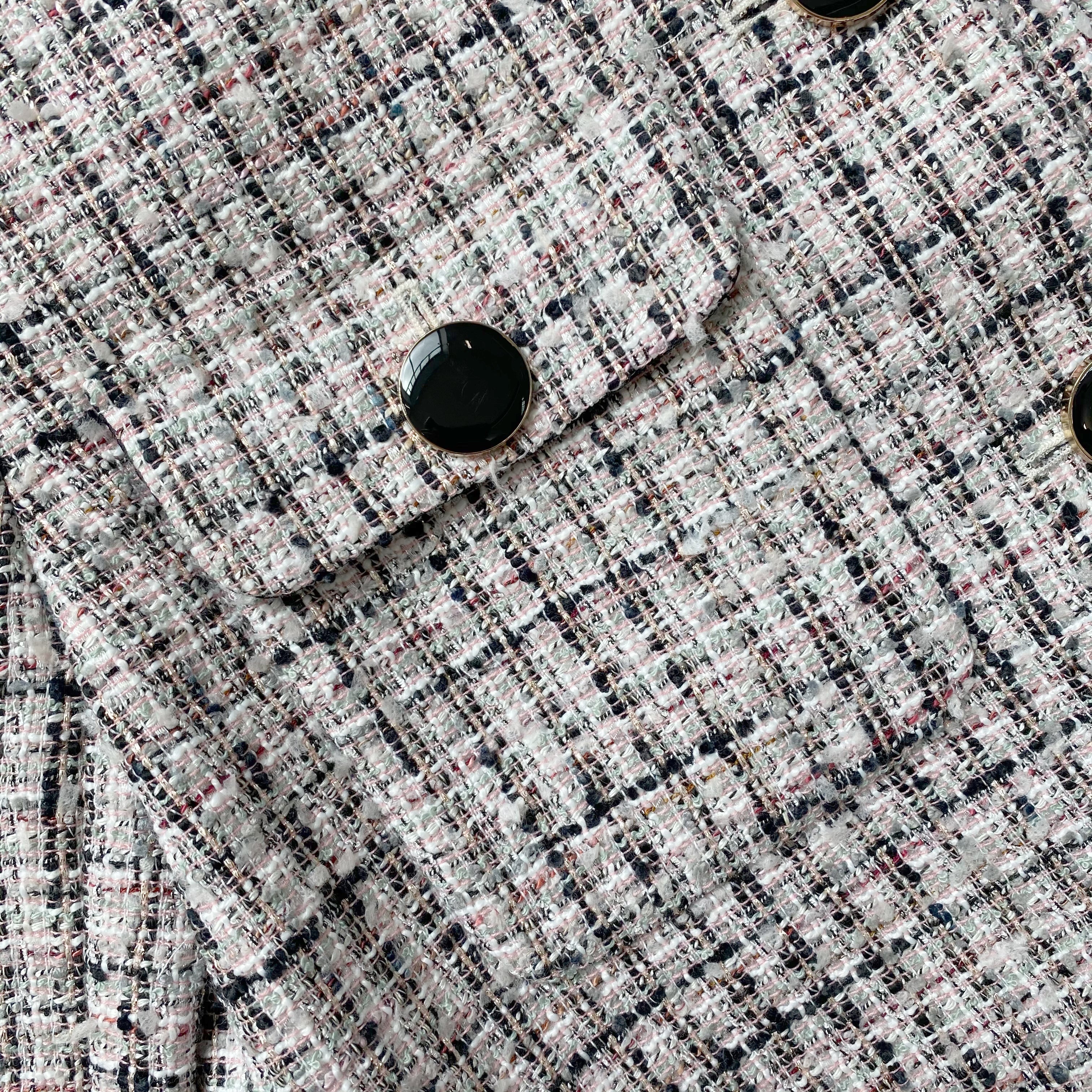 Pink Bouclé Cropped Tailored Jacket - 6