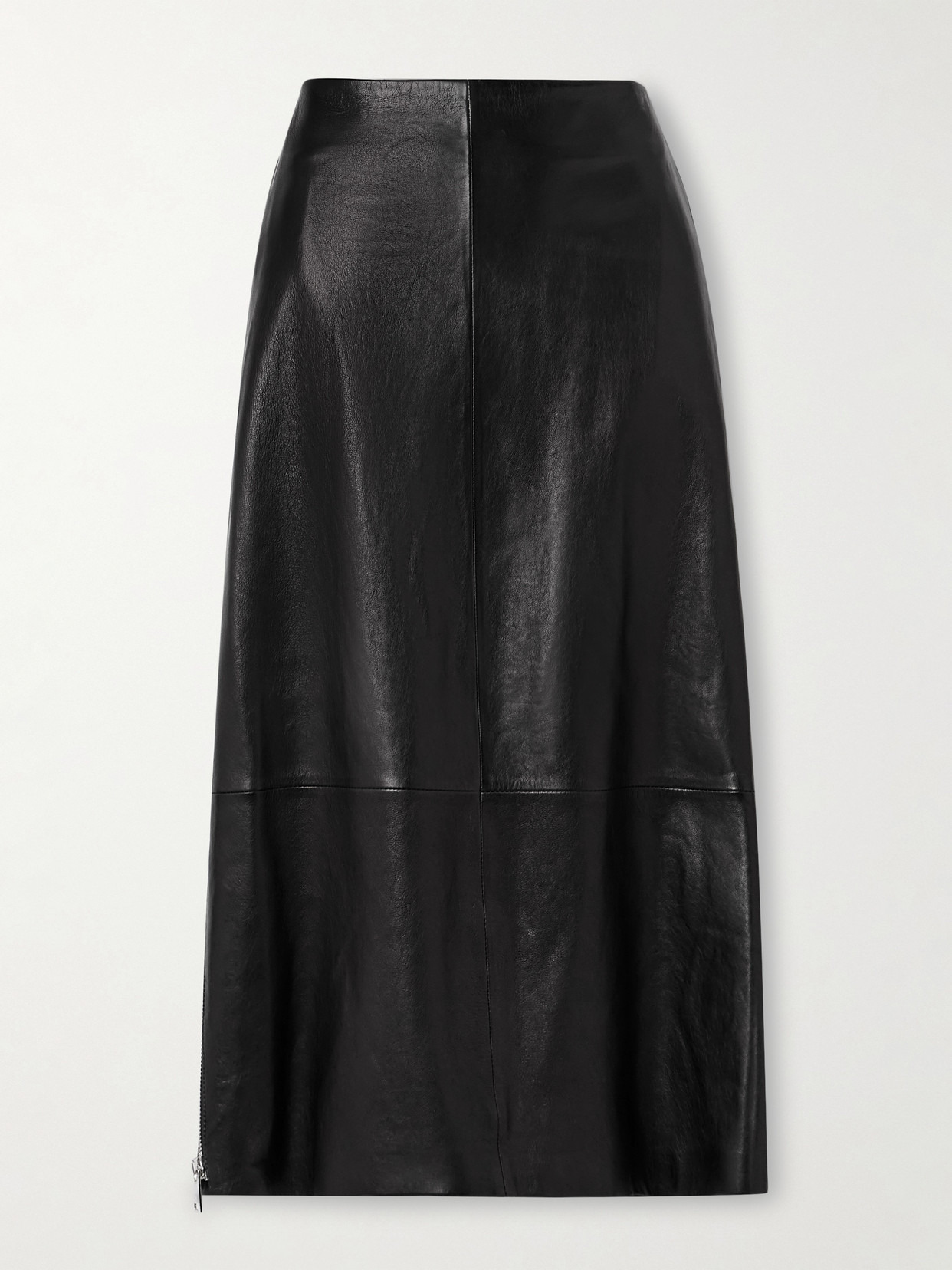 The Avery Paneled Leather Midi Skirt - 1