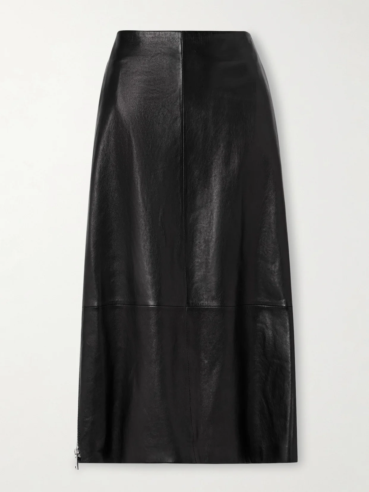 The Avery Paneled Leather Midi Skirt - 1