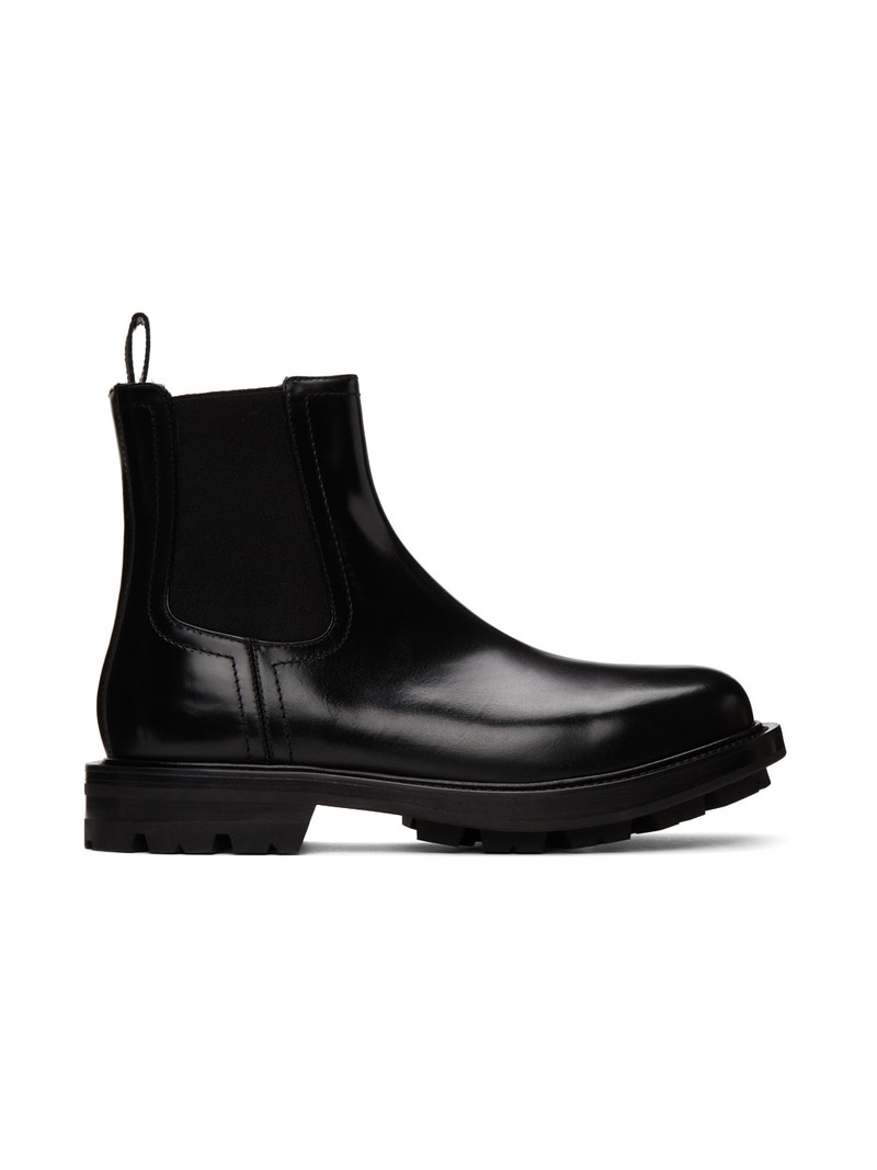 Black Leather Chelsea Boots - 1