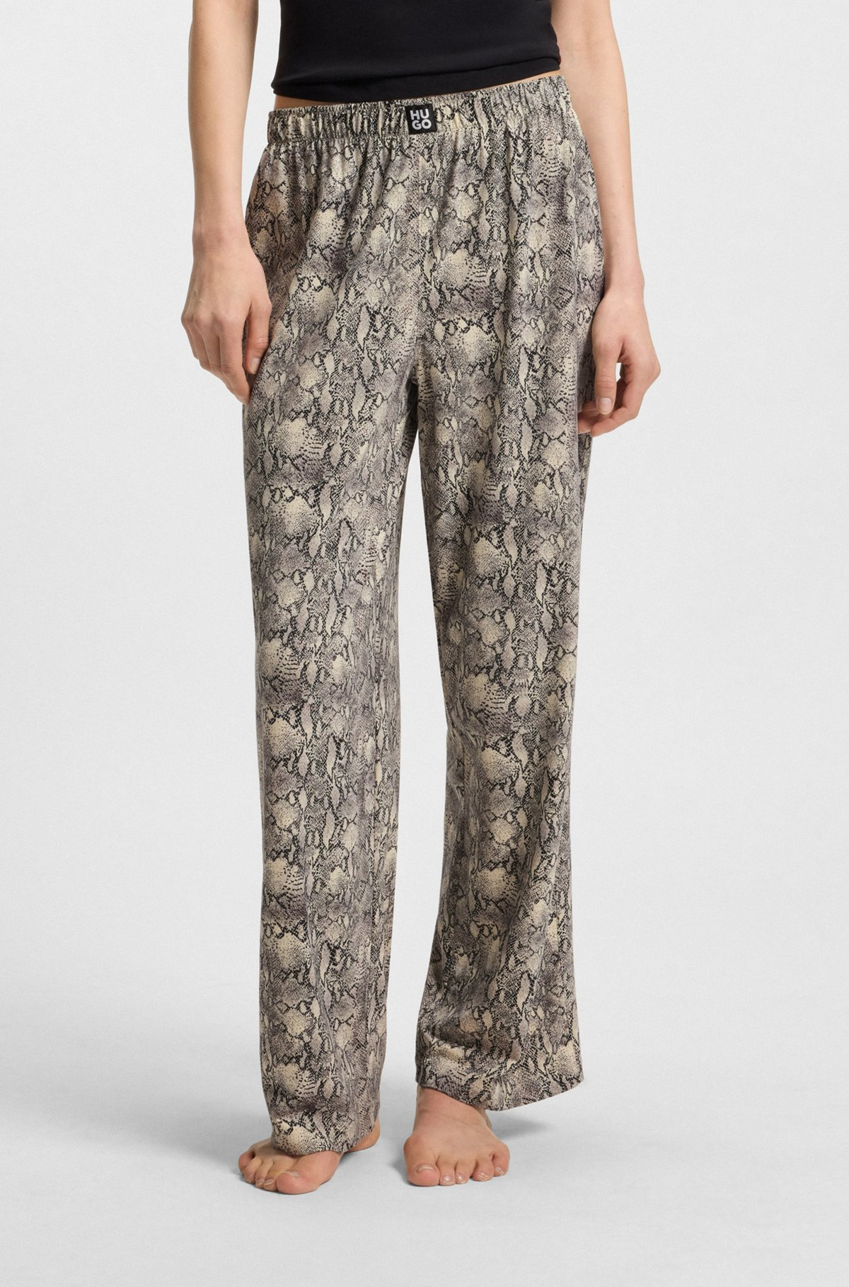 DRAWSTRING PAJAMA BOTTOMS IN STRETCH FABRIC WITH PRINTED PATTERN - 2