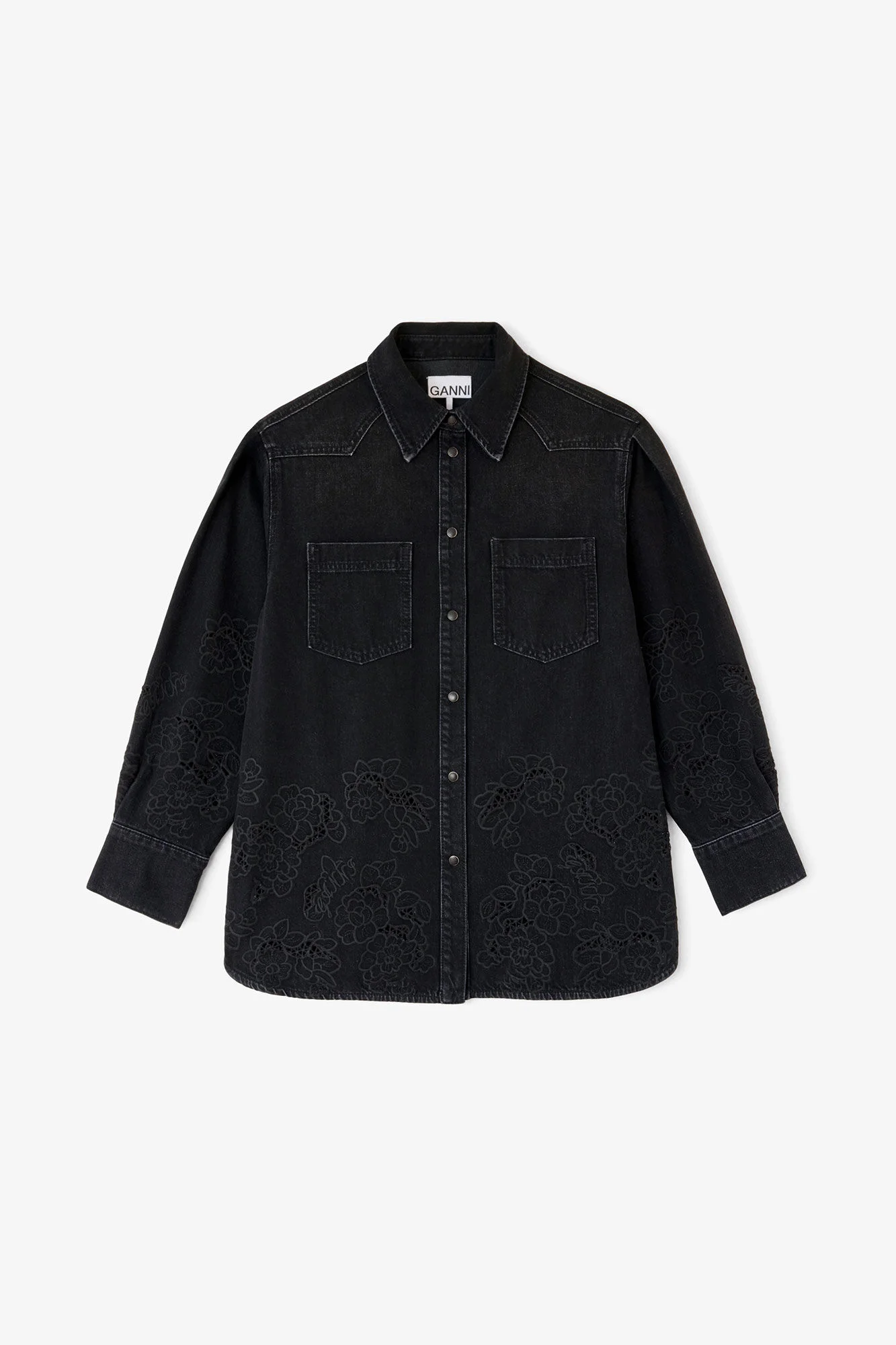 SHIRT IN DENIM BRODERIE ANGLAISE - 1