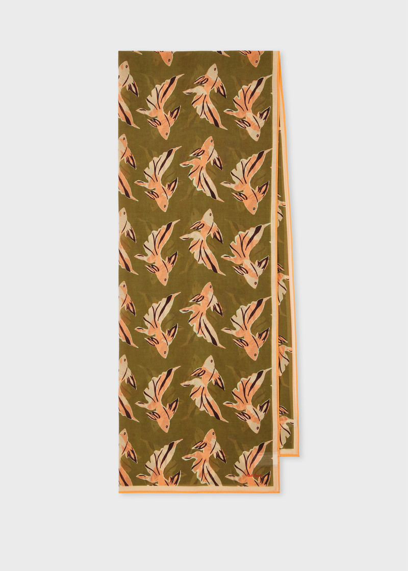 Women's Khaki 'Le Peche Fish' Cotton Scarf 1