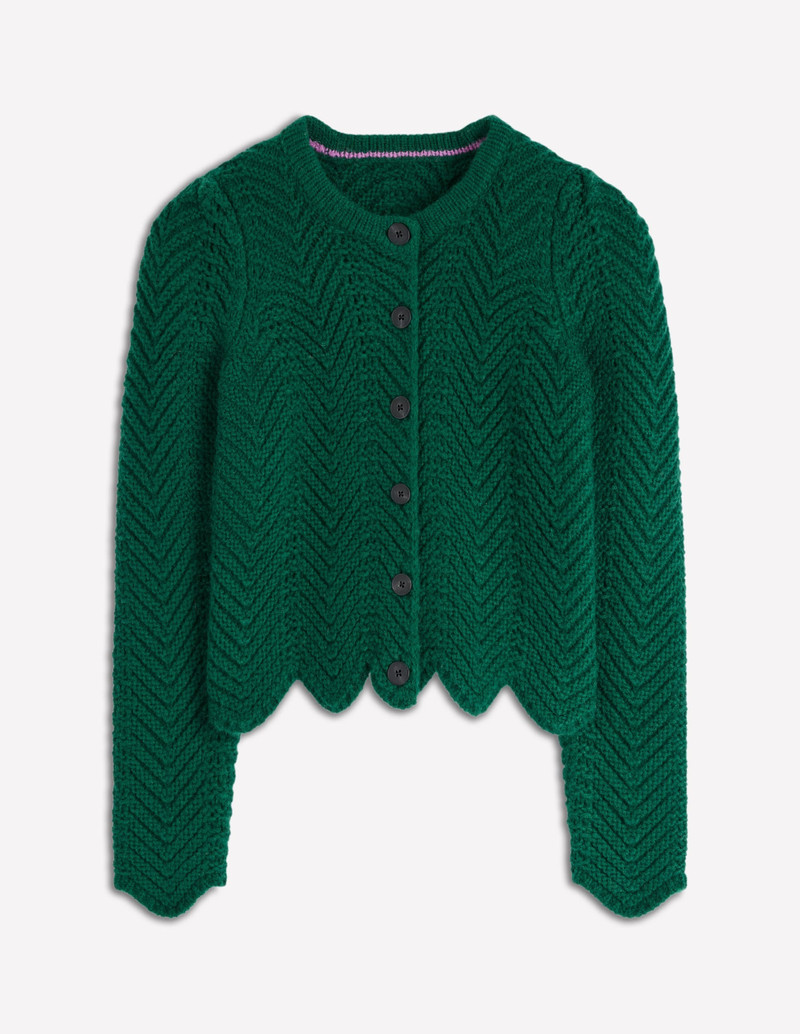 Chunky Chevron Knitted Jacket-Emerald Night 1