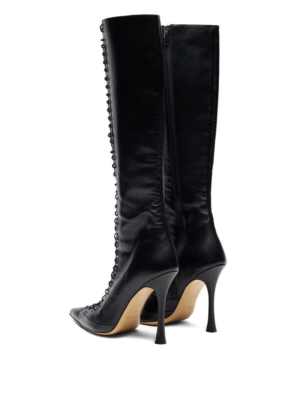 lace-up pointed-toe boots - 3