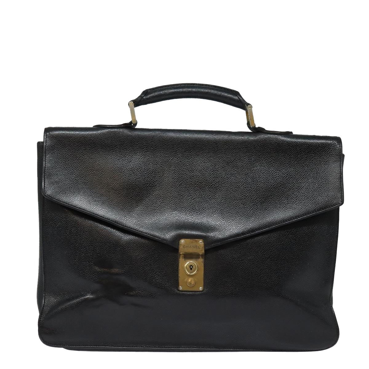 CHANEL Hand Bag Caviar Skin Black CC - 13