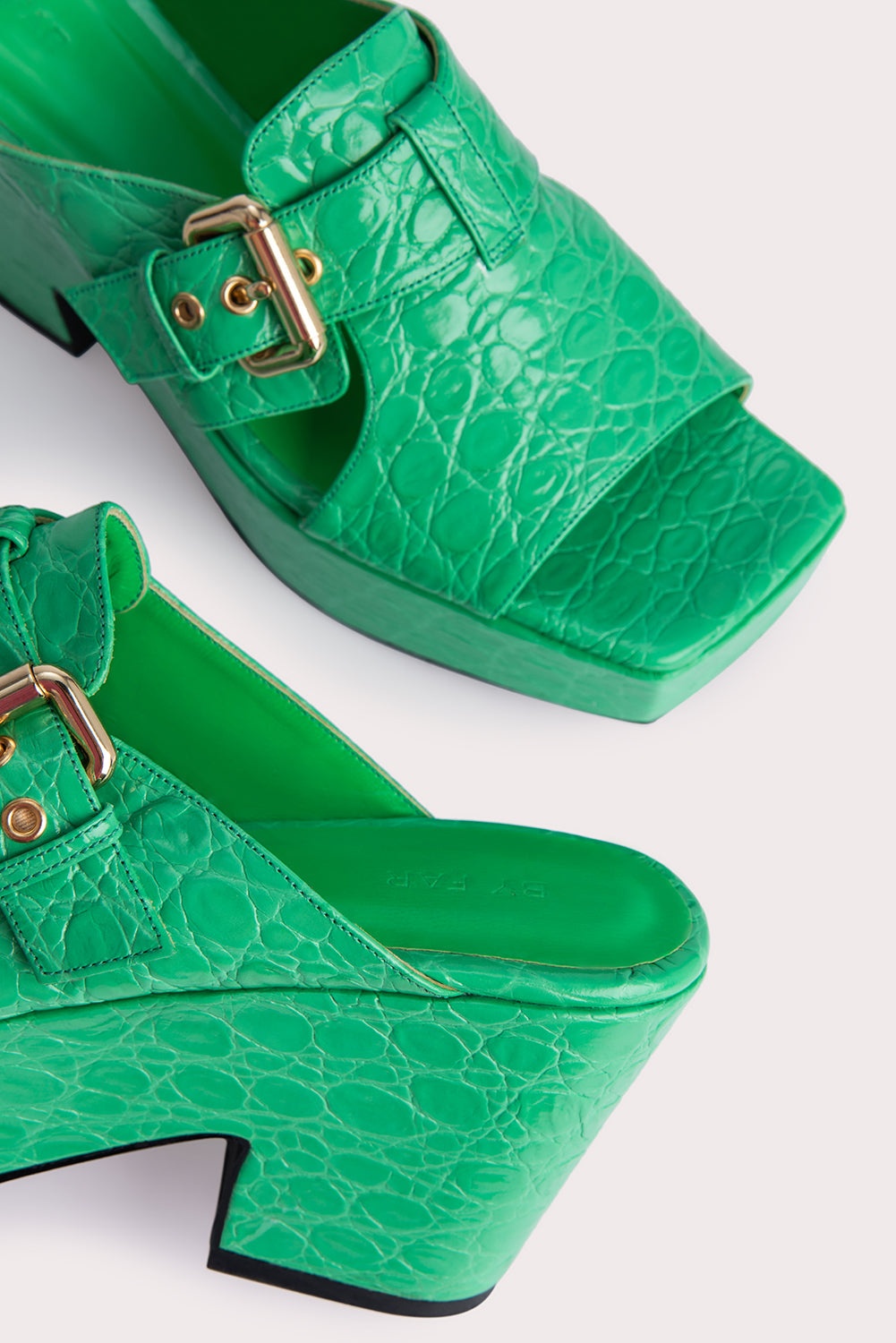 Lenka Super Green Circular Croco Embossed Leather - 3