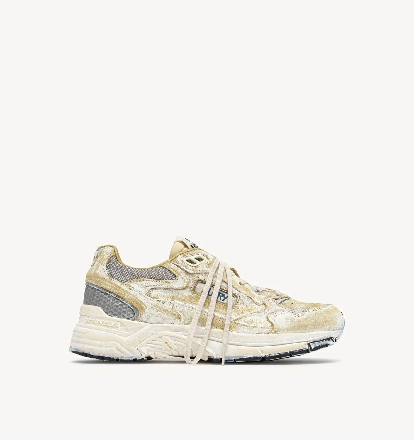HYPERWAY SUPER VINTAGE SNEAKERS IN YELLOW AND SILVER SUEDE - 1